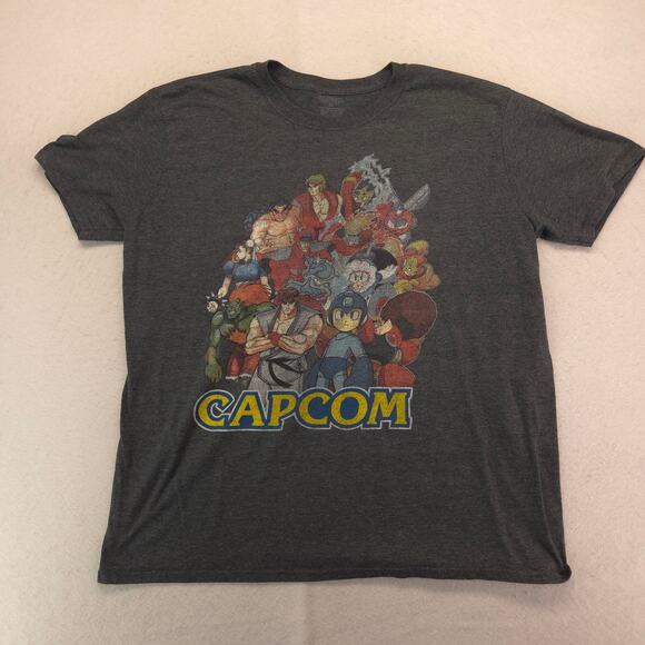 Capcom Mega Man Casual Short Sleeve Graphic T Shirt Adult Mens Size XL Gray - Picture 2 of 9